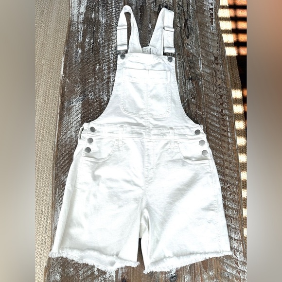 J Crew White Denim Short Overalls - Picture 3 of 6